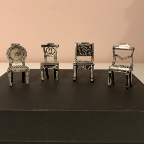 Other - “Placechairs”.  Pewter miniature chairs. Set of 4